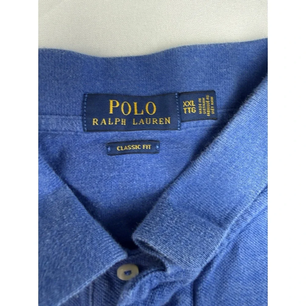 Ralph Lauren Polo Shirt‎ Mens XXL Classic Fit Blue Red Pony Pocket SS